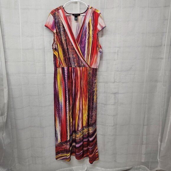 Ashley Stewart Purple Striped Maxi Dress Festival Boho Colorful 26/28 - Picture 7 of 10